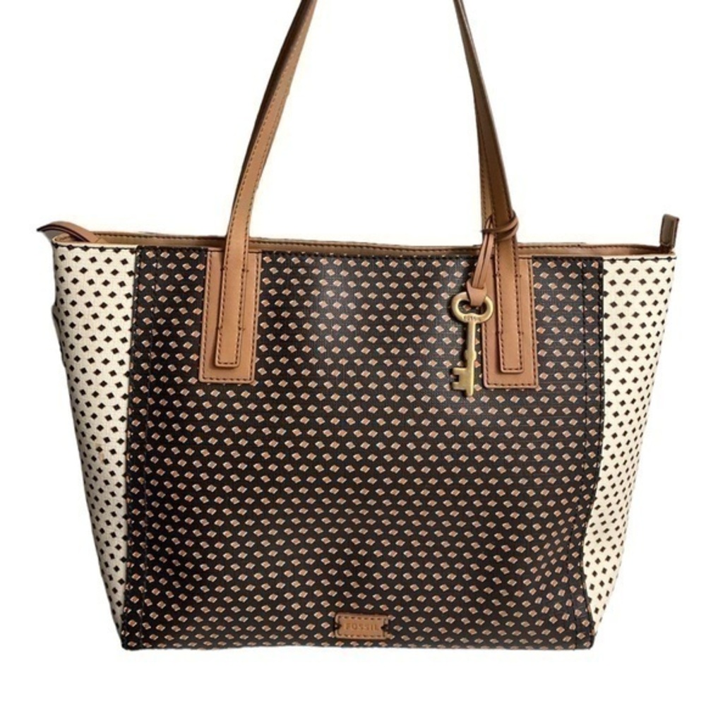 Fossil Rachel tote with shopper black and cream
